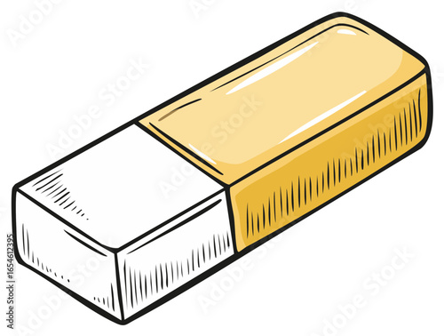 Colorful Illustration of a rectangular eraser for writing or drawing correction, vector