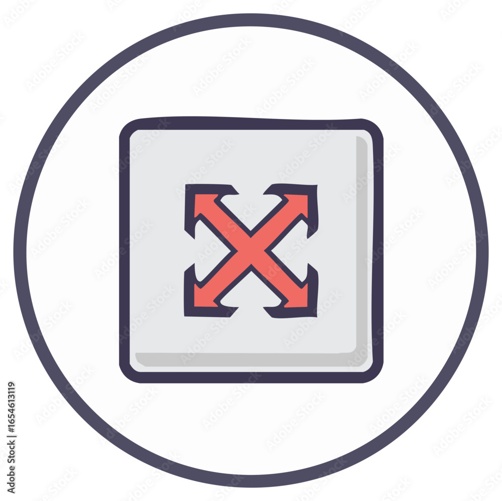 Fototapeta premium Expand and zoom icon with four arrows pointing outwards in a circle