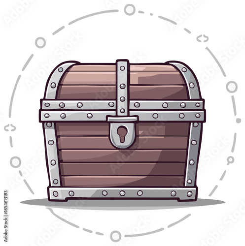 Cartoon treasure chest illustration representing a digital prize, data security, or gaming reward