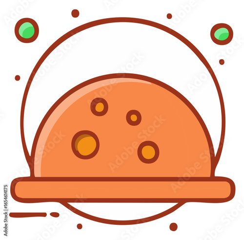 Colorful Planet Icon with Rings and Moons Illustration Graphic