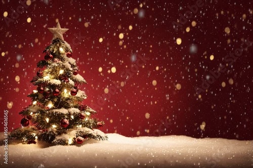 Festive animated Christmas tree background with glowing lights, sparkling ornaments, and magical holiday atmosphere. Perfect for greeting cards, seasonal videos, digital invitations, and winter celebr