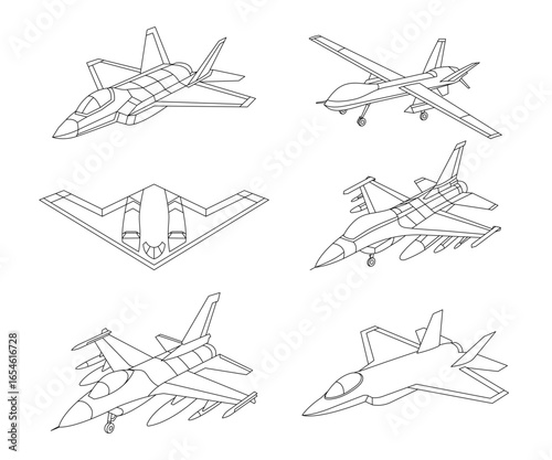 Fighter plane line drawing03