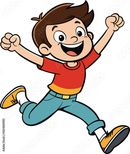 Joyful Boy Leaping with Enthusiasm and Exuberance