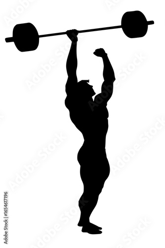 Silhouette of a weightlifter performing overhead press