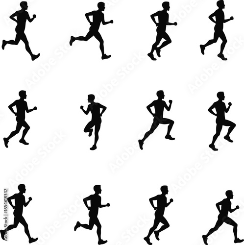 Wallpaper Mural Twelve silhouettes of men running different poses Torontodigital.ca
