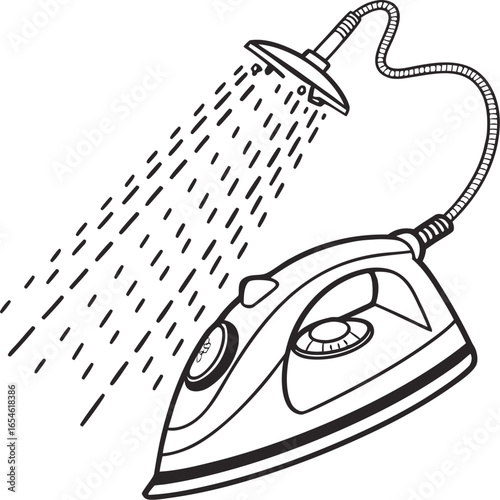 Washing Iron under Shower Vector