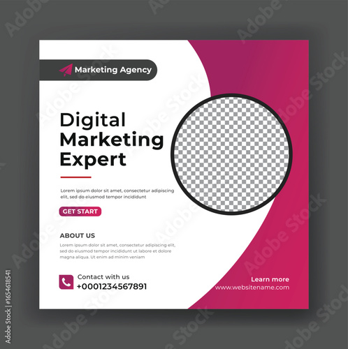 Digital marketing and corporat social media banner or instagram post template