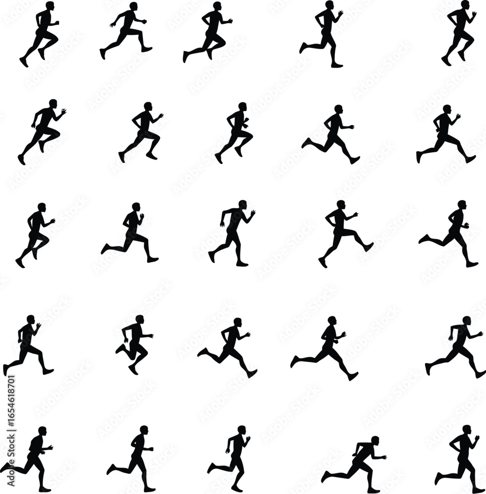 Fototapeta premium Running man silhouettes action sequence animation