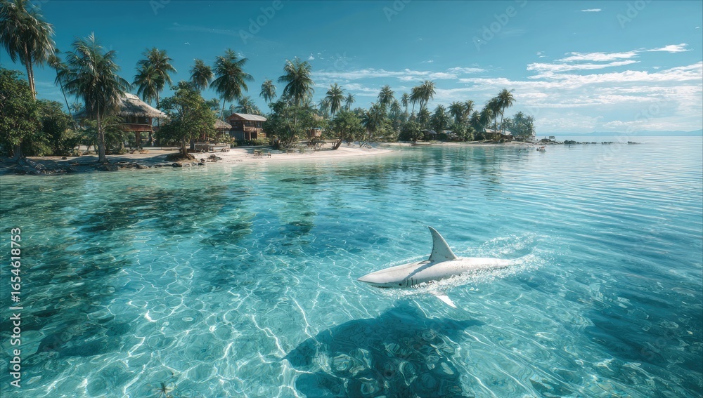 Fototapeta premium Tropical paradise with a shark