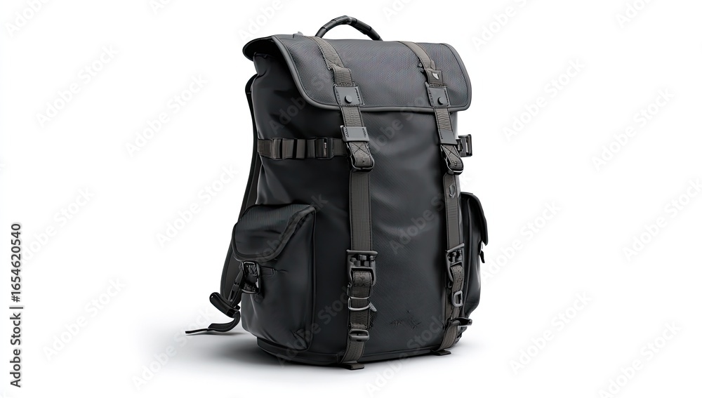 Naklejka premium Black backpack, modern design, practical