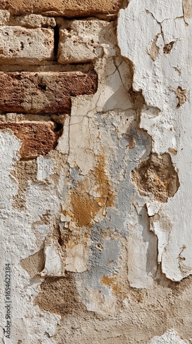 Weathered brick and plaster wall