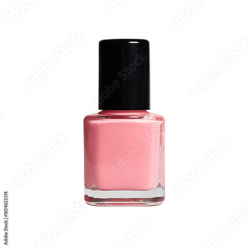 Isolated image of a bottle of light pink nail polish with on transparent background