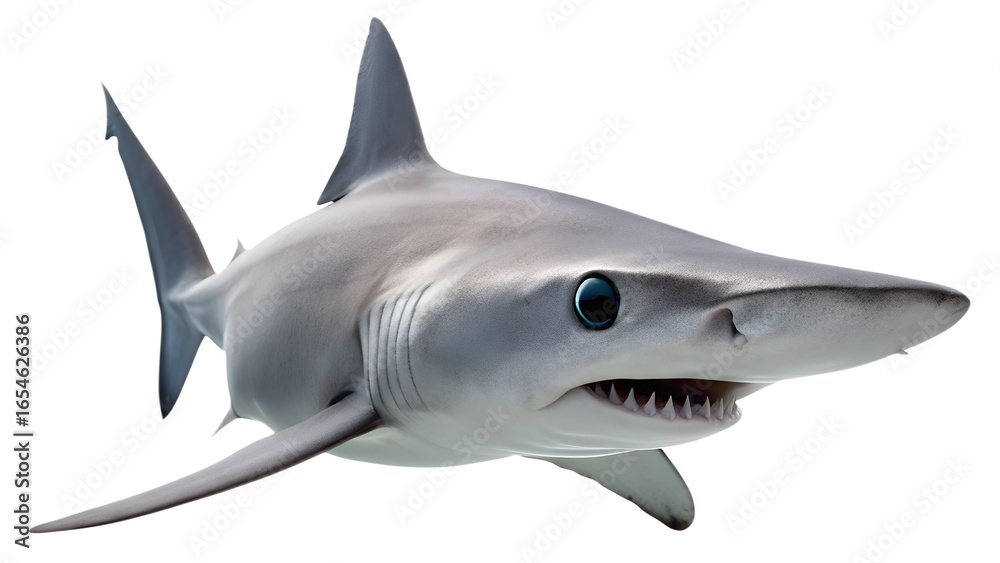 Fototapeta premium A goblin shark with its eerie protruding jaws, isolated on a transparent background
