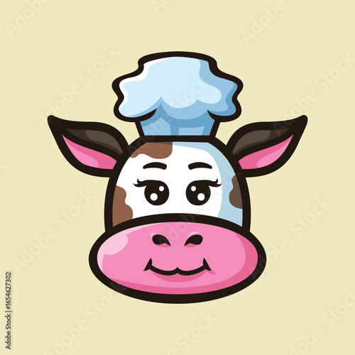 Wallpaper Mural Kawaii Chef Cow Clipart - Cute Animal Cartoon Logo Illustration Torontodigital.ca
