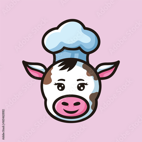 Wallpaper Mural Kawaii Cow Chef Illustration - Adorable Cooking Logo Clipart Torontodigital.ca