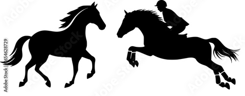 Horse Silhouettes: Running and Jumping