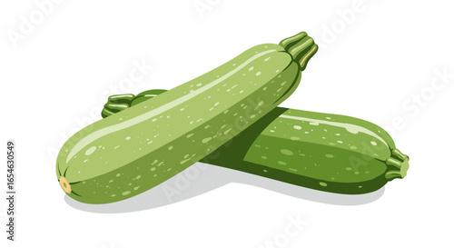 Fresh green zucchini pair on white background
