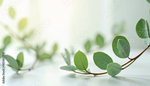 Eucalyptus leaves and copy space. Aroma. Botanical. Nature. Natural. Background material.