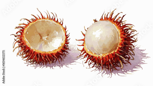 Spiked Jewel rambutan isolated watercolor vector illustration svg