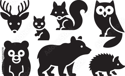 Forest Creature Silhouettes Wildlife Icons
