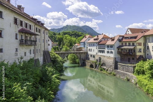 Old town on the river Sora, Skofja Loka, Slovenia