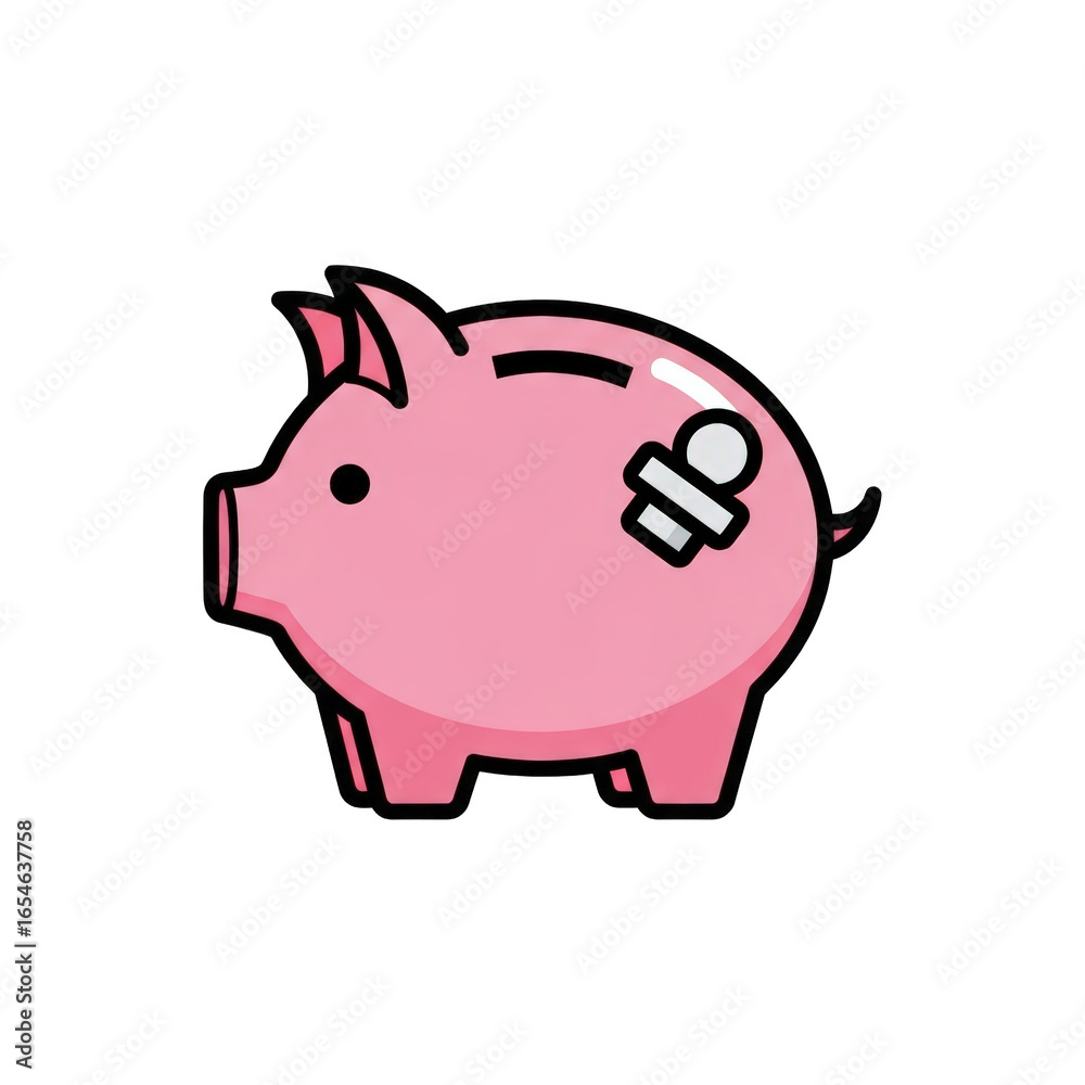 Obraz premium Pink Piggy Bank Illustration fund value banking market budget deposit cartoon earn sell money