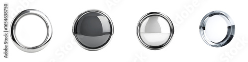 Free Download Set of Buttons: Metallic, Circle, Isolated on White, Modern Design - GFXLoad