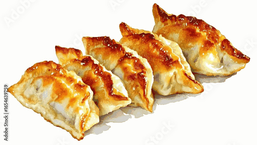 Golden Crunch Crispy fried dumplings isolated watercolor vector illustration svg