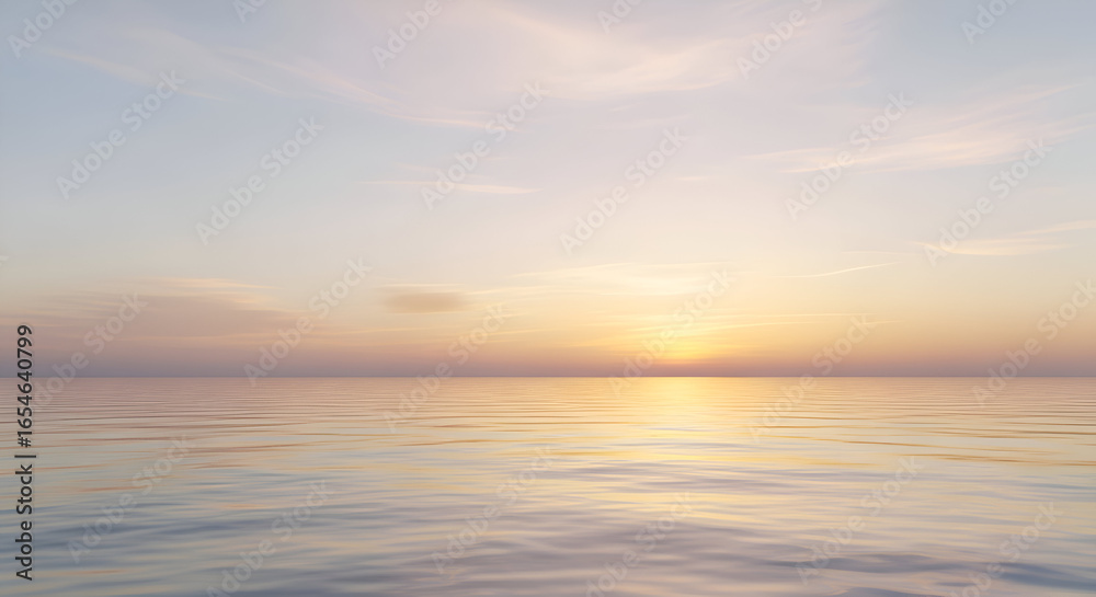 Fototapeta premium Serene Sunset over Calm Ocean A Peaceful Seascape