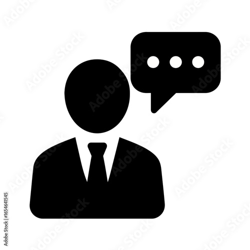 Businessman icon with speech bubble communication symbol
