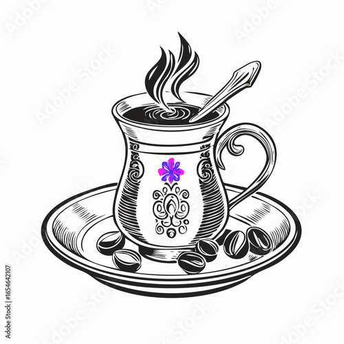 Turkish Coffee Image vector. Turkish Coffee Stock Illustration on white background.