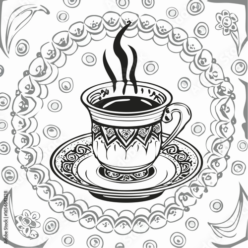 Turkish Coffee Image vector. Turkish Coffee Stock Illustration on white background.