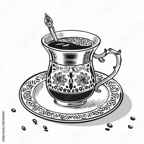 Turkish Coffee Image vector. Turkish Coffee Stock Illustration on white background.