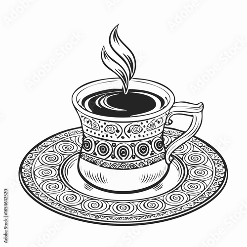 Turkish Coffee Image vector. Turkish Coffee Stock Illustration on white background.