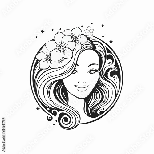 Feminine woman beauty logo design template vector on white background.