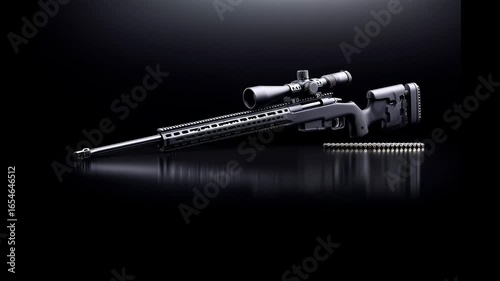 Modern sniper rifle on a black background