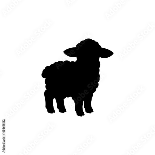 Cute lamb silhouette vector flat illustration design.