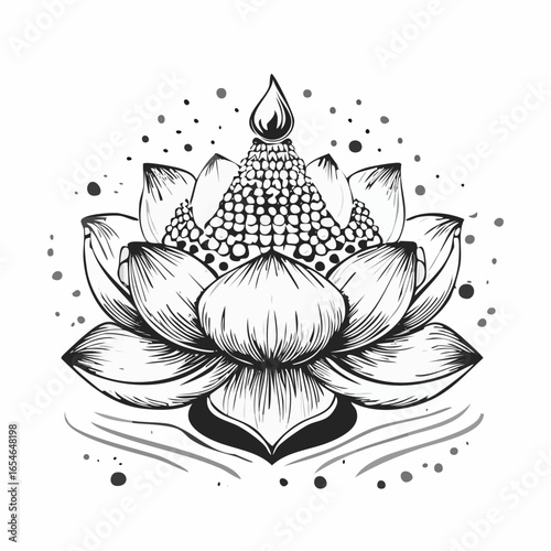Lotus Vesak Buddha Vectors and Illustrations isolated on white background.