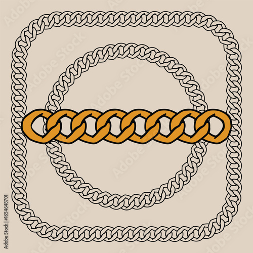 Cuban curb chain border pattern brush