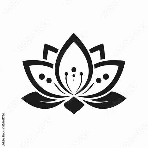 Buddha Lotus Vector Image. Black and white Buddha Lotus Vector on white background.
