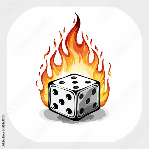 Dice Fire Vector. Illustration Game Dices Fire Flames image Vector