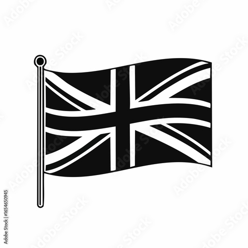 Union jack flag black white image vector isolated on white background.