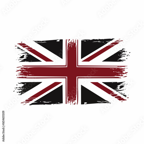 Vintage Grunge UK Flag image vector isolated on white background.