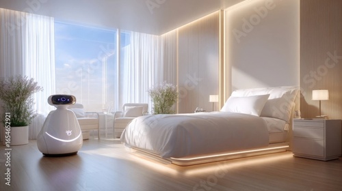 Future Smart Hotel Room with Robotic Assistant