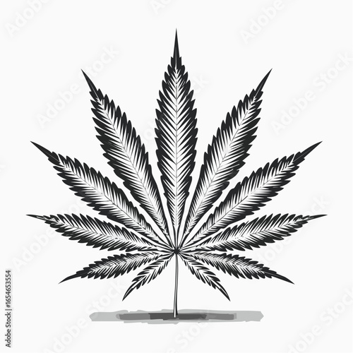 Cannabis Leaf Isolated White Background Marijuana Silhouette Vector Illustration