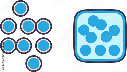 A diagram comparing intracellular (ICF) and extracellular (ECF) fluid compartments. It visualizes solutes distributed inside and outside a cell, a key concept in physiology.