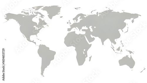 A simple, light grey world map showing all continents and countries.