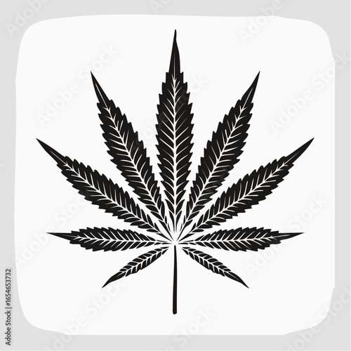 Cannabis Leaf Isolated White Background Marijuana Silhouette Vector Illustration