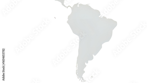 Simplified grayscale map showcasing the South American continent.