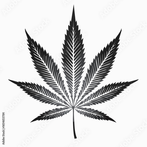 Cannabis Leaf Isolated White Background Marijuana Silhouette Vector Illustration